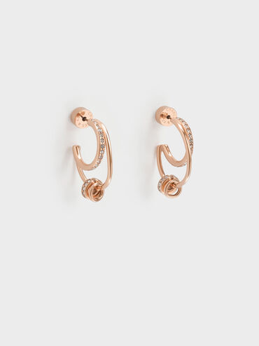 Hermione Crystal Crescent Earrings, Rose Gold, hi-res