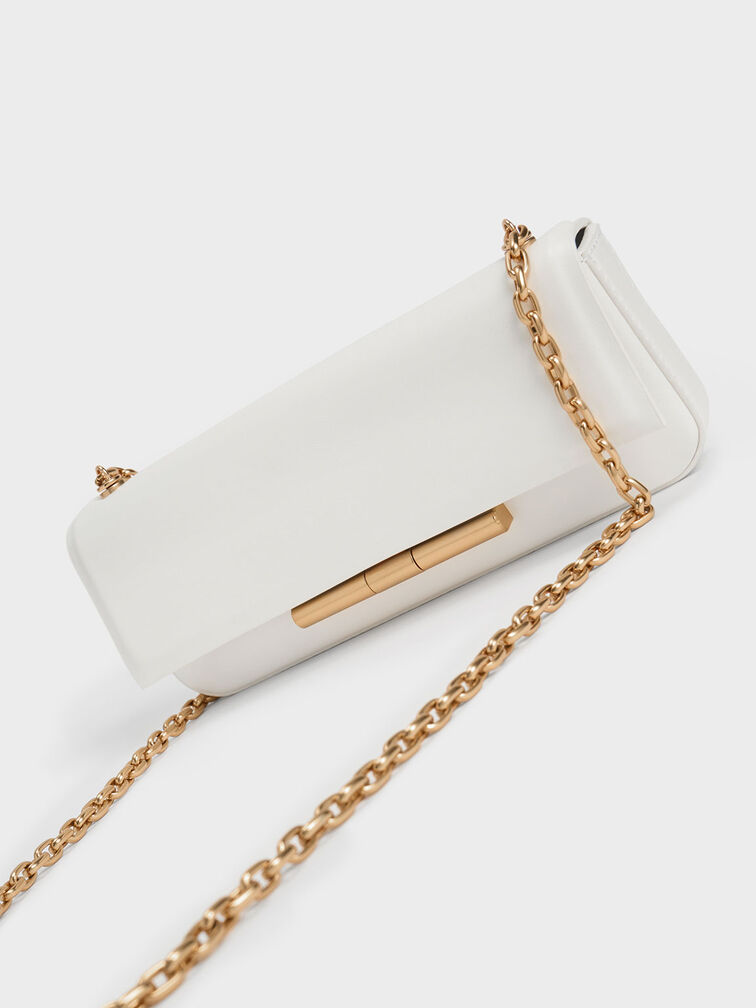 Cesia Chain Strap Bag, White, hi-res