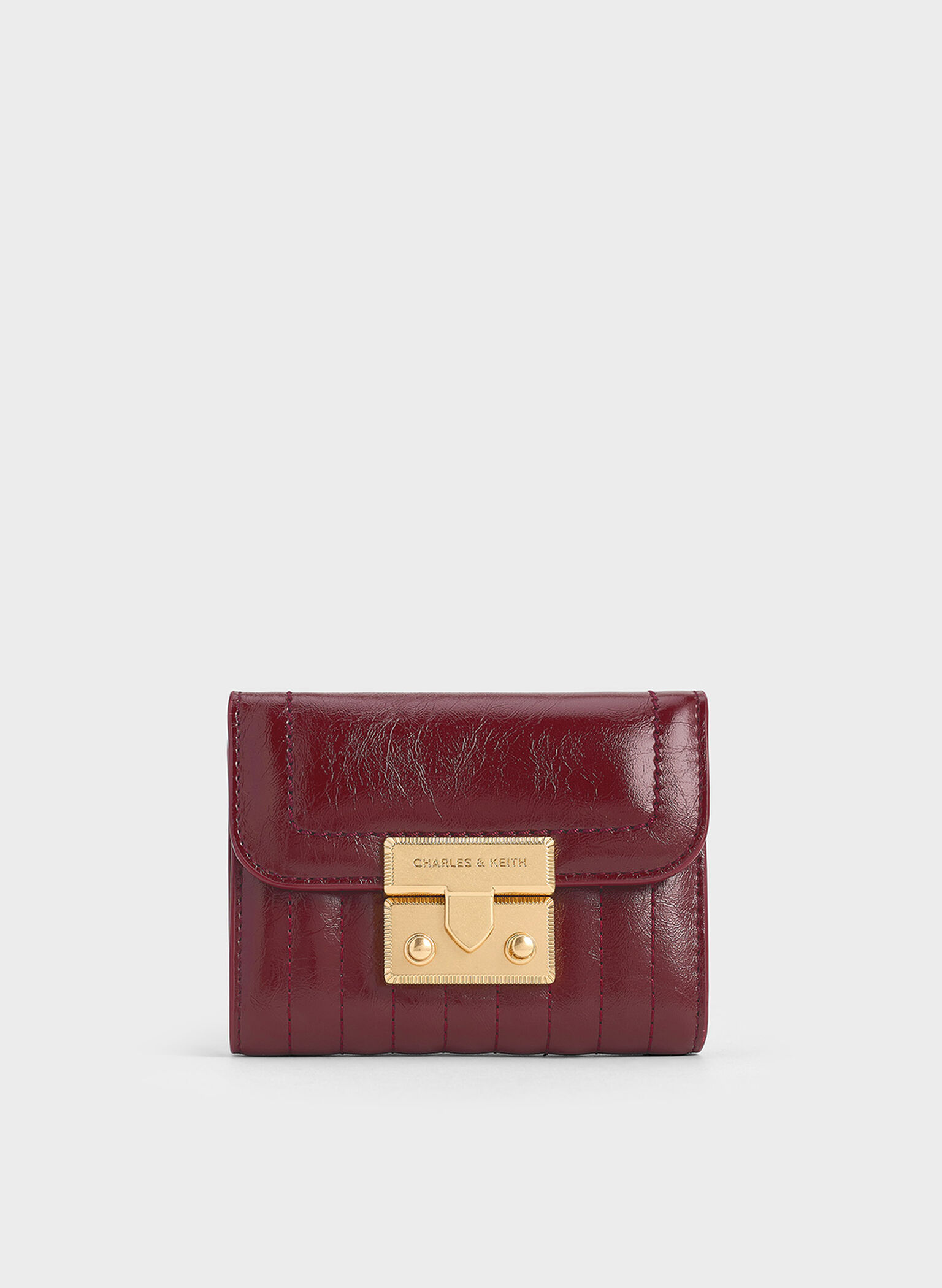 Donna Crinkle-Effect Wallet, Burgundy, hi-res