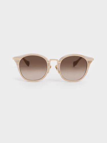 Recycled Acetate Cat-Eye Sunglasses, Cream, hi-res