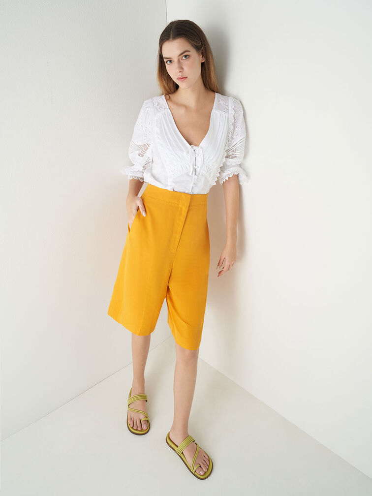 Toe Loop Strappy Flat Sandals, Lime, hi-res