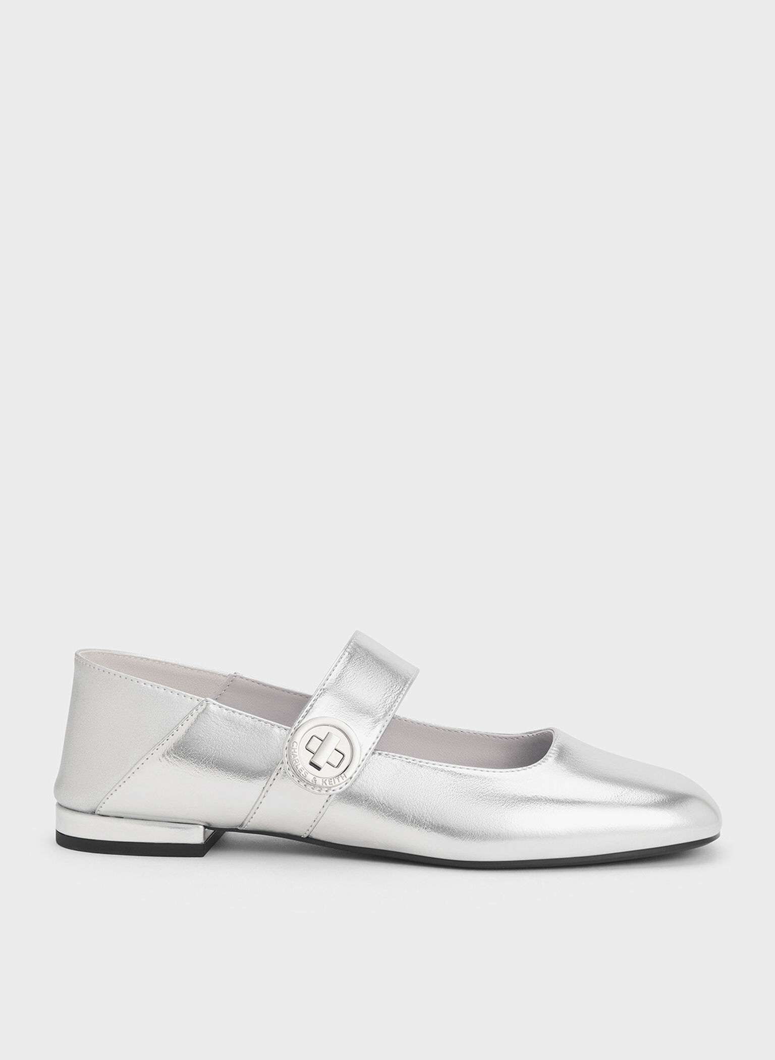 Yara Metallic Mary Jane Flats, Silver, hi-res