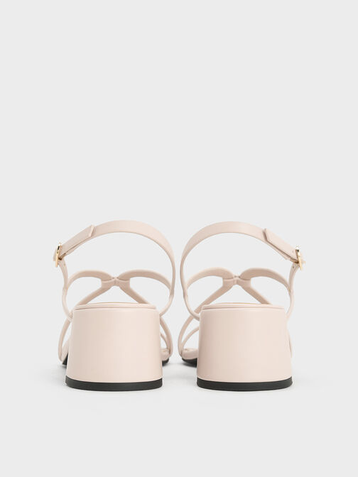 Strappy Block-Heel Slingback Sandals, Cream, hi-res