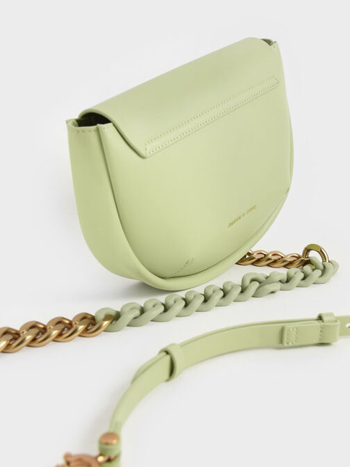 Half-Moon Chain Handle Bag, Sage Green, hi-res