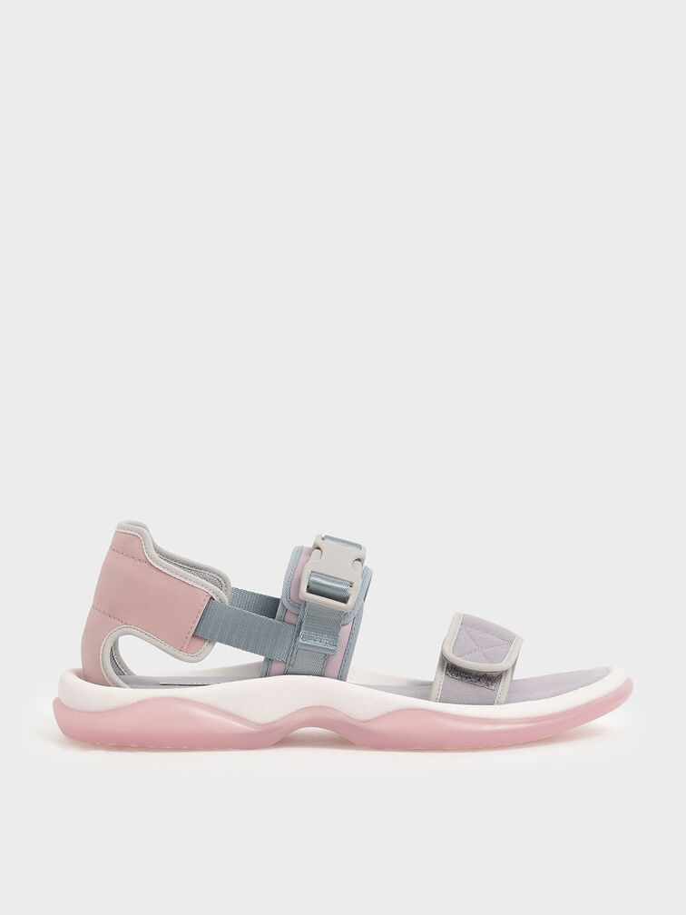 Strappy Chunky Sandals, Lilac, hi-res