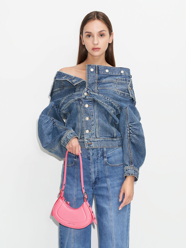 Petra Curved Shoulder Bag, Pink, hi-res