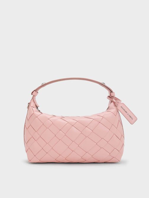 Ivette Woven Shoulder Bag, Light Pink, hi-res