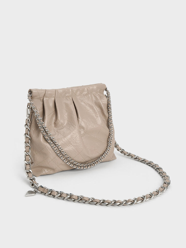 Cobalt Minta Chain-Link Hobo Bag - CHARLES & KEITH US