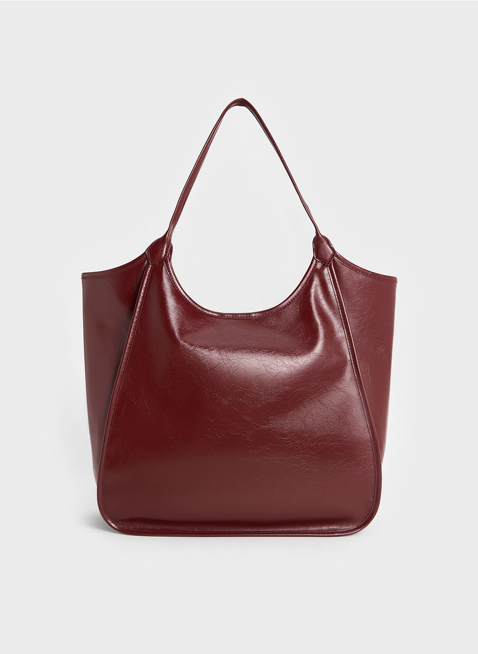Bolso tote holgado Sianna de efecto arrugado, Burgundy, hi-res