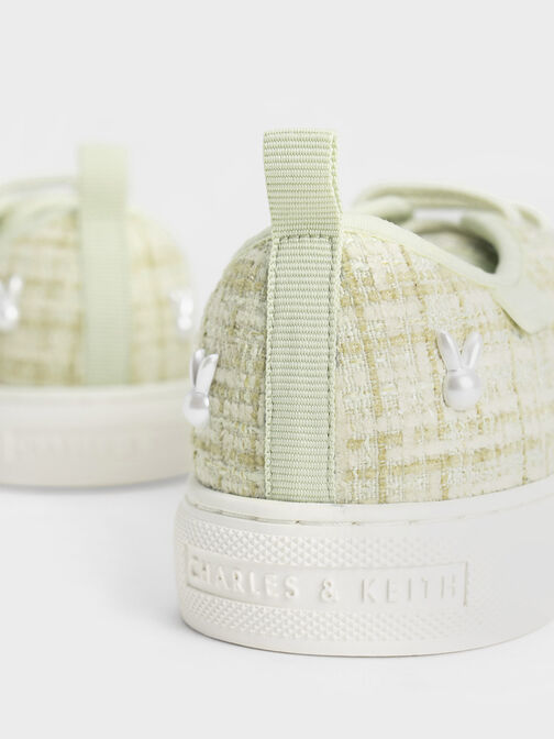 Girls' Bunny Tweed Sneakers, Green, hi-res