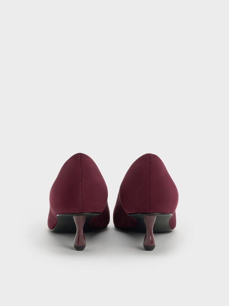 Ruthie Faux Suede Kitten Heels, Burgundy, hi-res