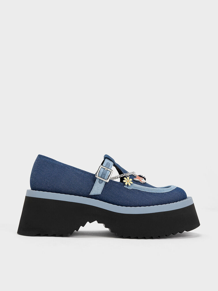 Judy Hopps Chain-Strap Denim Mary Janes, Blue, hi-res