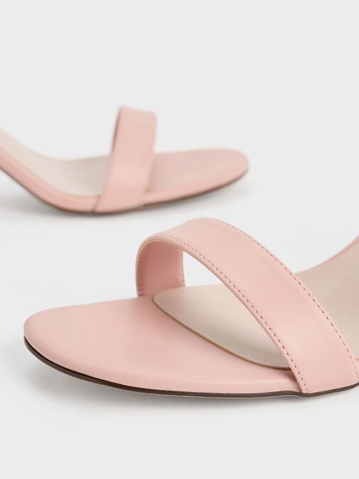 Sandalias con Tacón de Trapecio Traslúcido, Rosado, hi-res