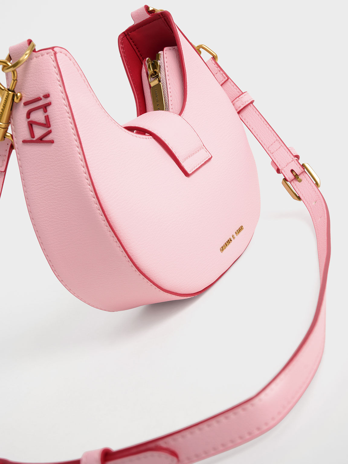 Gabine Belted Hobo Bag, Pink, hi-res