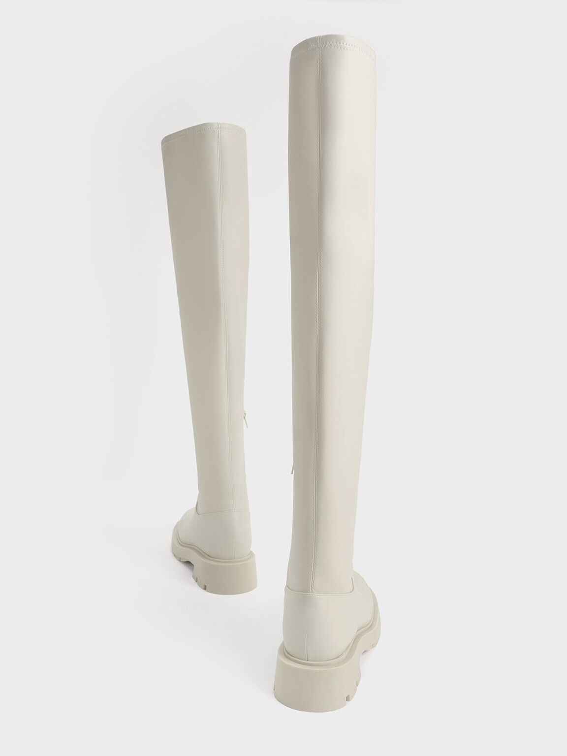 White thigh high best sale flat boots