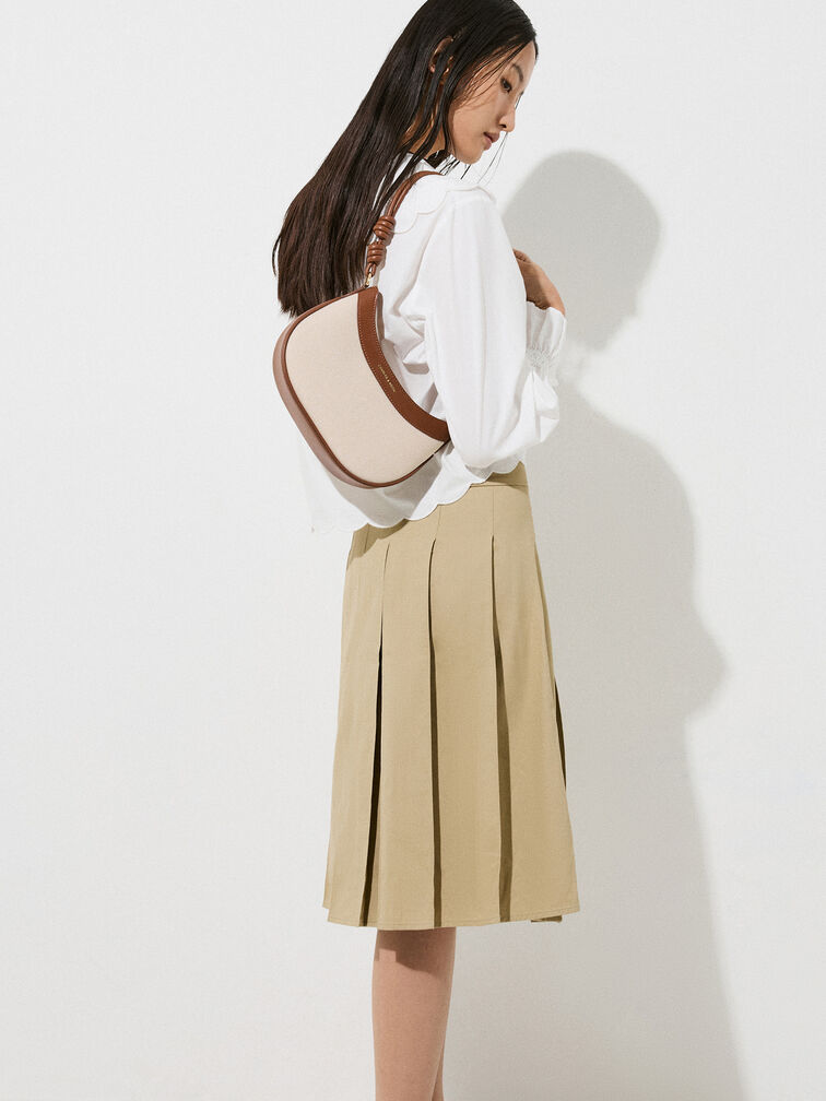 Sabine Canvas Knotted-Strap Curved Shoulder Bag, Chocolate, hi-res