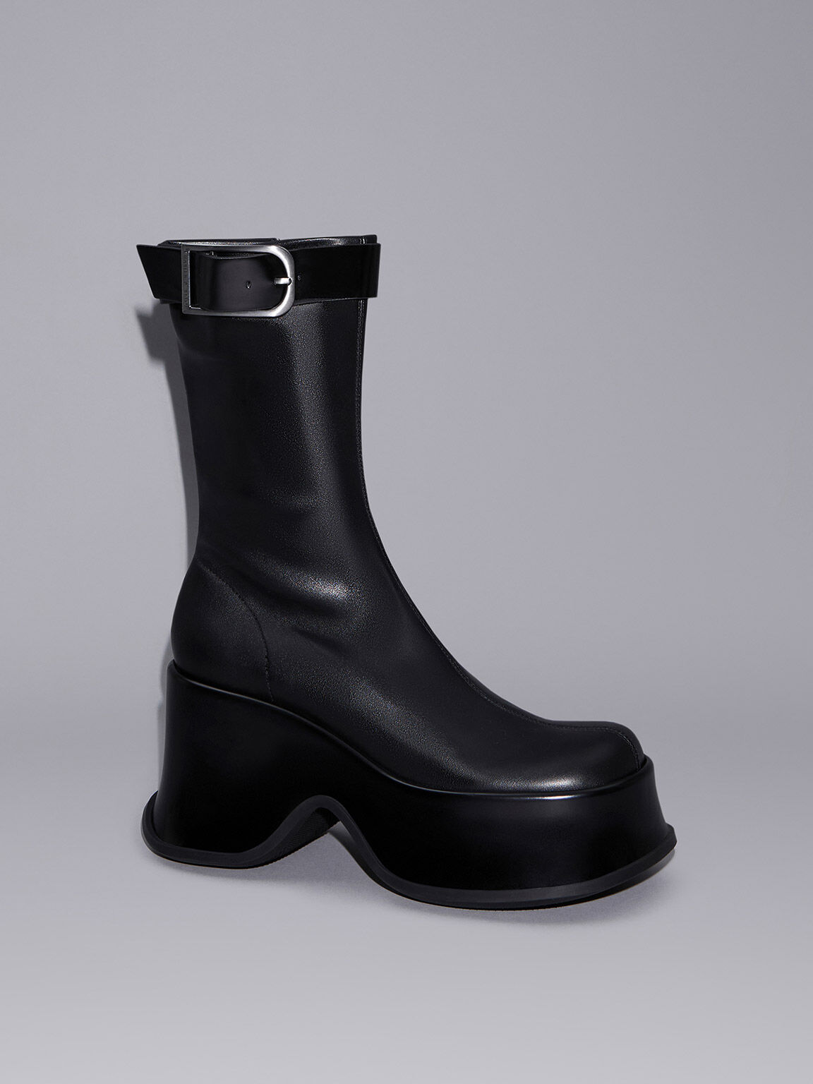 Black Carlisle Platform Boots - CHARLES & KEITH KR