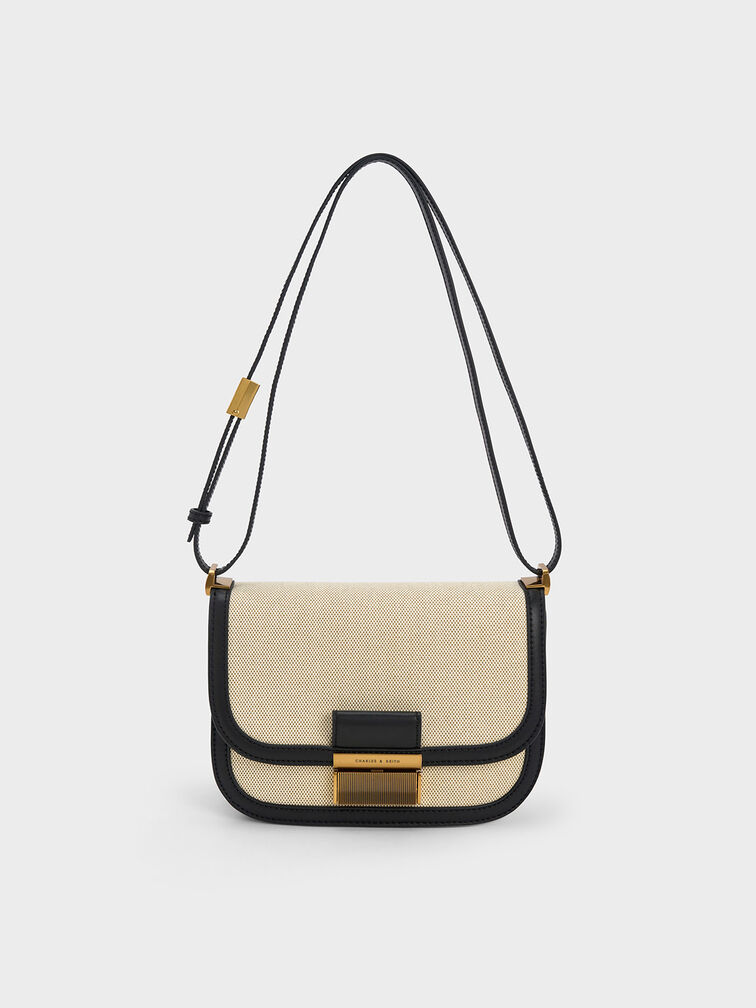 Black Charlot Canvas Crossbody Bag - CHARLES & KEITH US