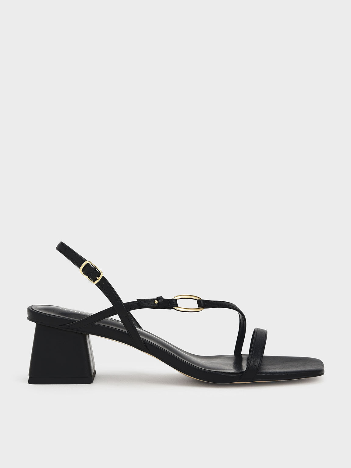hedge I want Prosecute Black Metallic Accent Strappy Block Heel Sandals - CHARLES & KEITH US