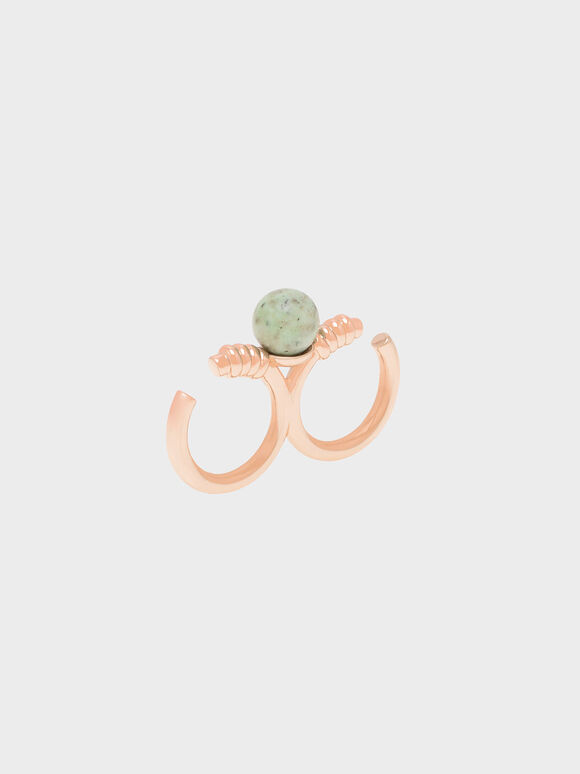 綠松石雙環戒指, 玫瑰金, hi-res