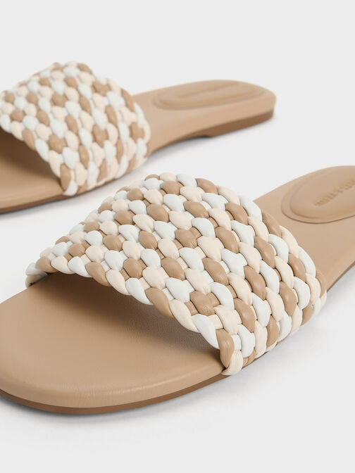 Woven Open-Toe Slides, Multi, hi-res