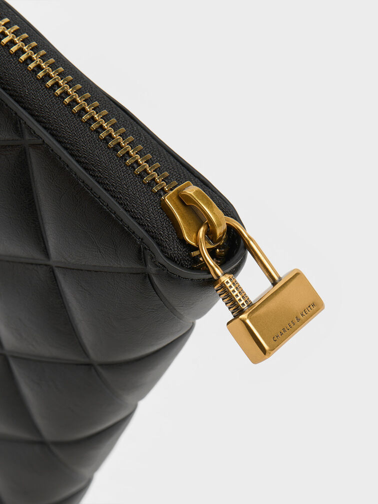 Swing Quilted Long Wallet, Black, hi-res