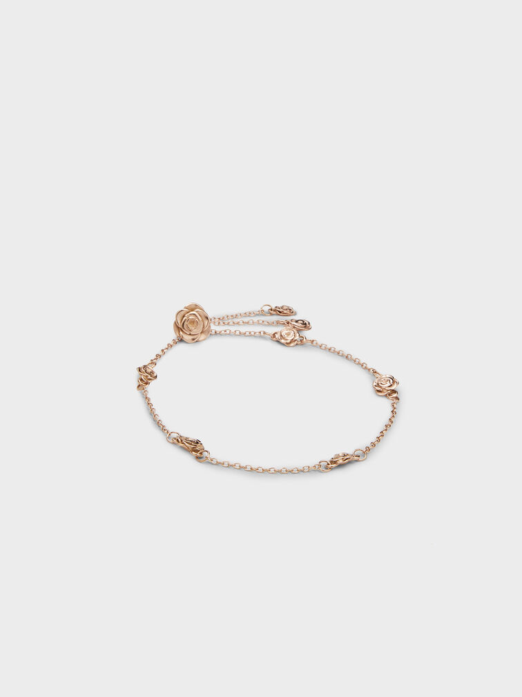 Pulseira Rosalind com motivos florais, Brushed Rose Gold, hi-res