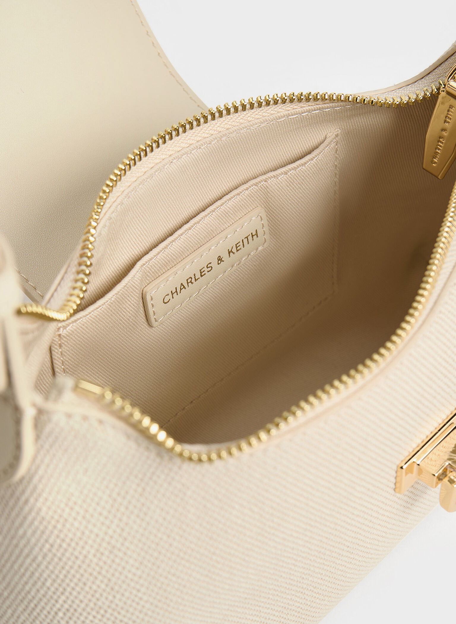 Arwen Canvas Belted Shoulder Bag, Beige, hi-res