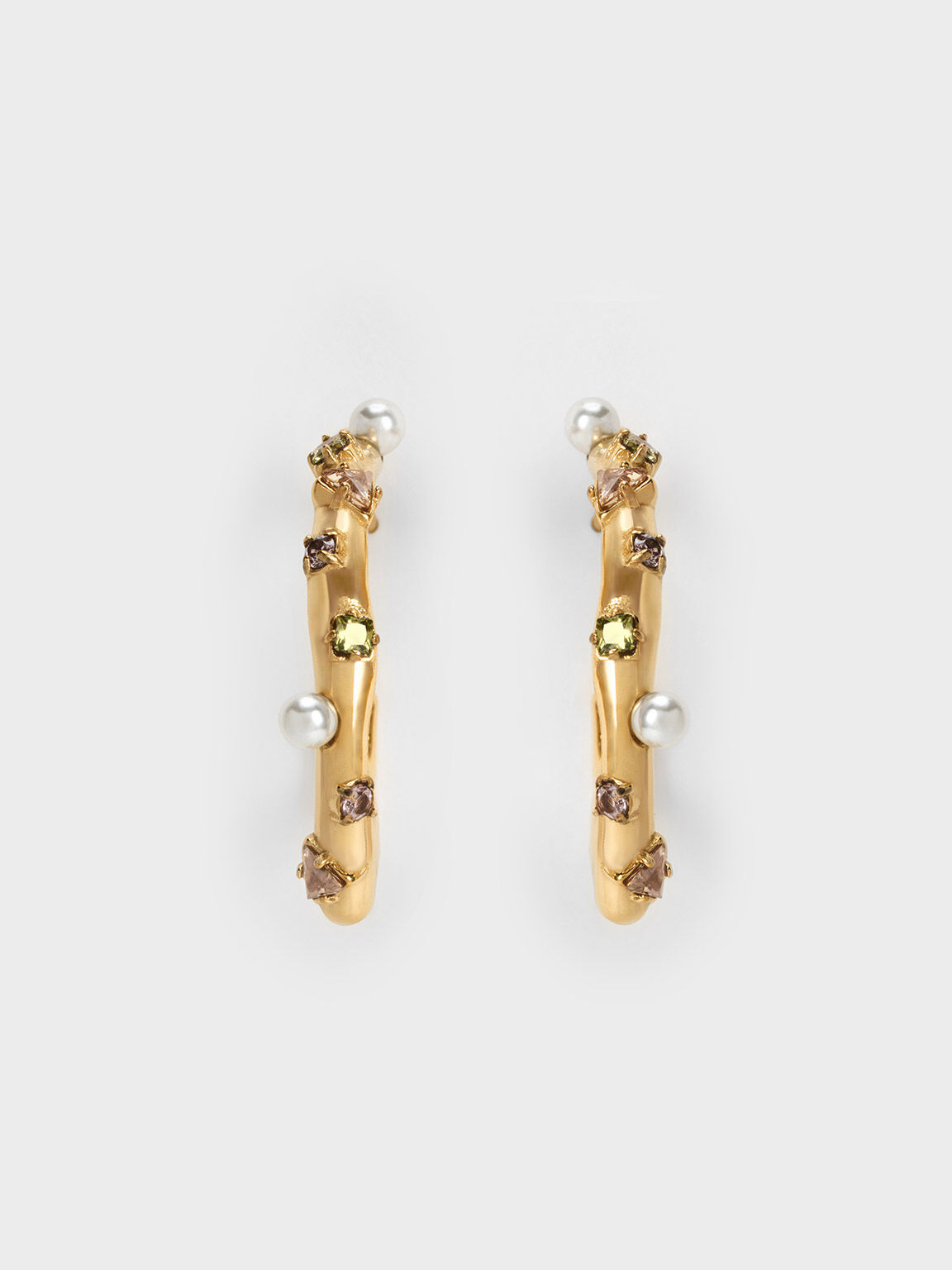 Pearl & Crystal-Embellished Earring Studs, Nude, hi-res