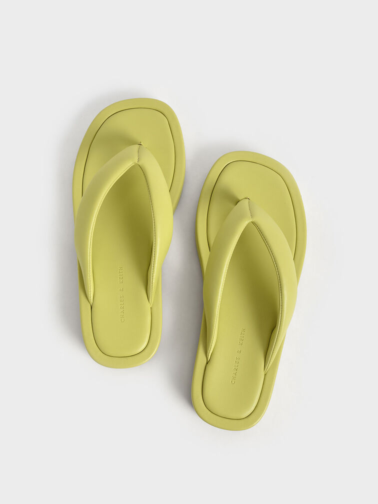 Padded Platform Thong Sandals, Lime, hi-res