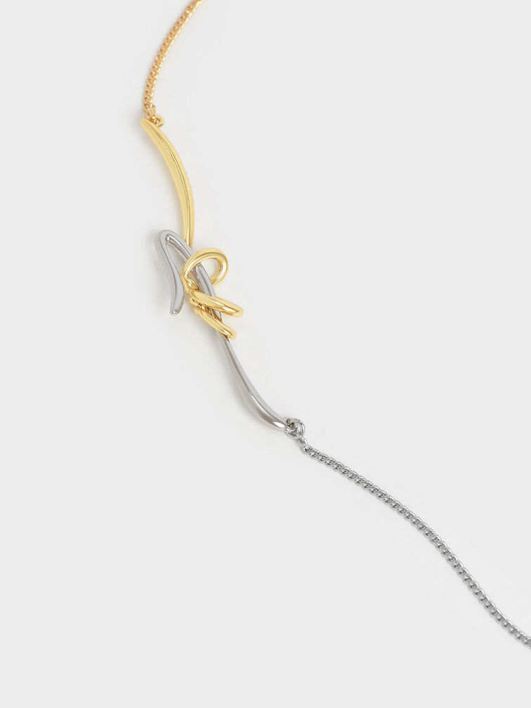 Two-Tone Sculptural Princess Necklace, Gold, hi-res