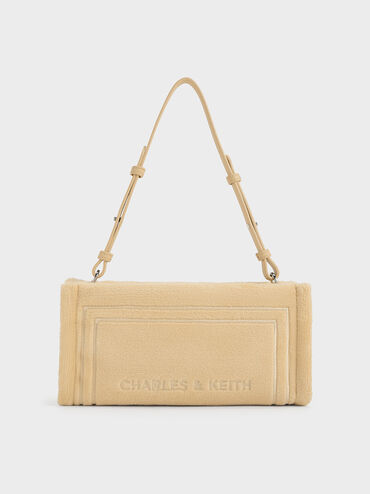 Loey Textured Shoulder Bag, Beige, hi-res