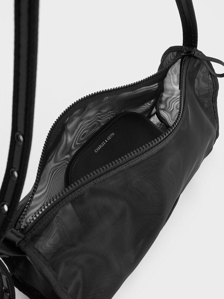Bolso de malla alargado, negro azabache, hi-res