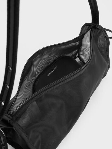 Bolso de malla alargado, negro azabache, hi-res