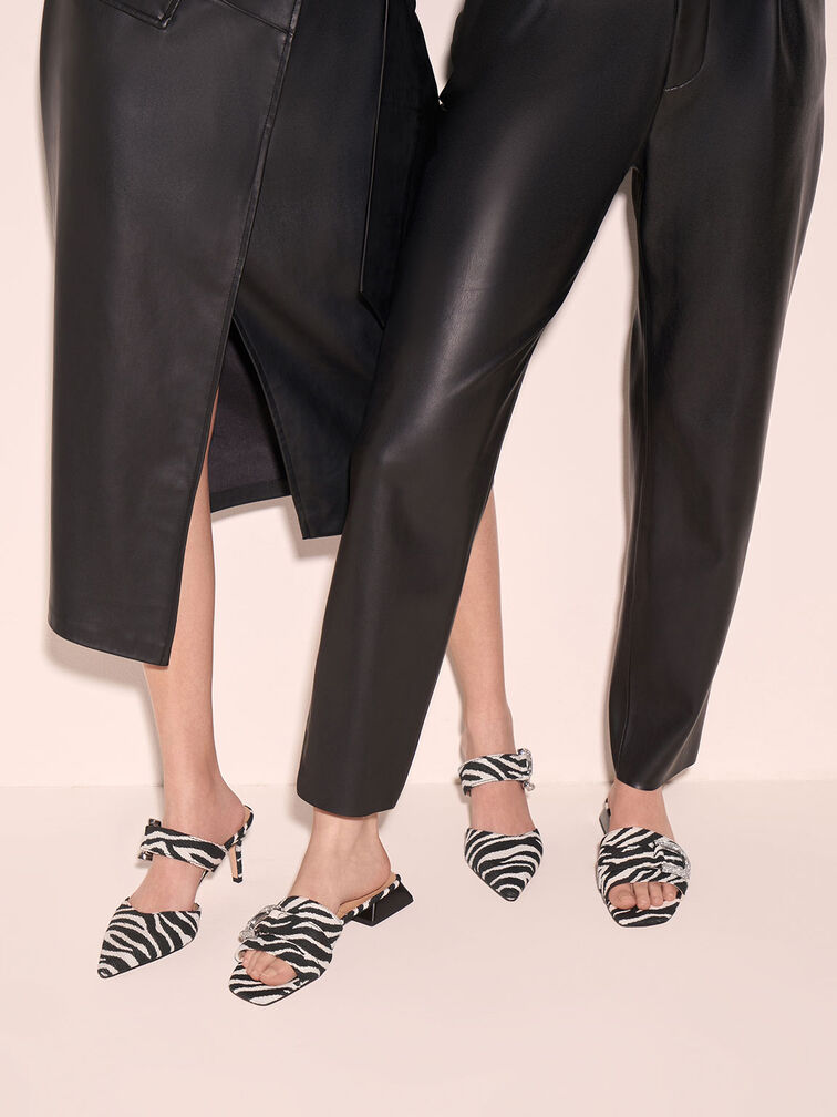 Gabine Jacquard Tiger-Print Mule Pumps, Animal Print White, hi-res
