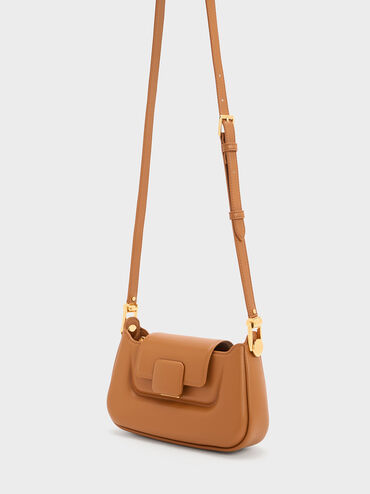Bolso Koa cn asa superior y cierre de botón a presión, Marrón chocolate, hi-res