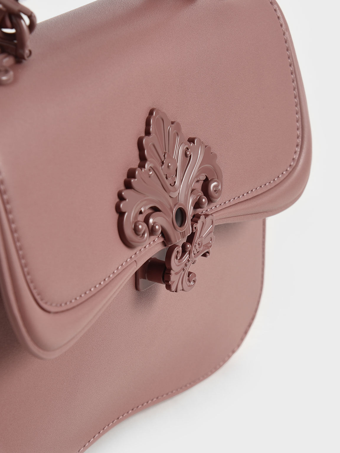 Mauve Meriah Studded Top Handle Bag - CHARLES & KEITH US