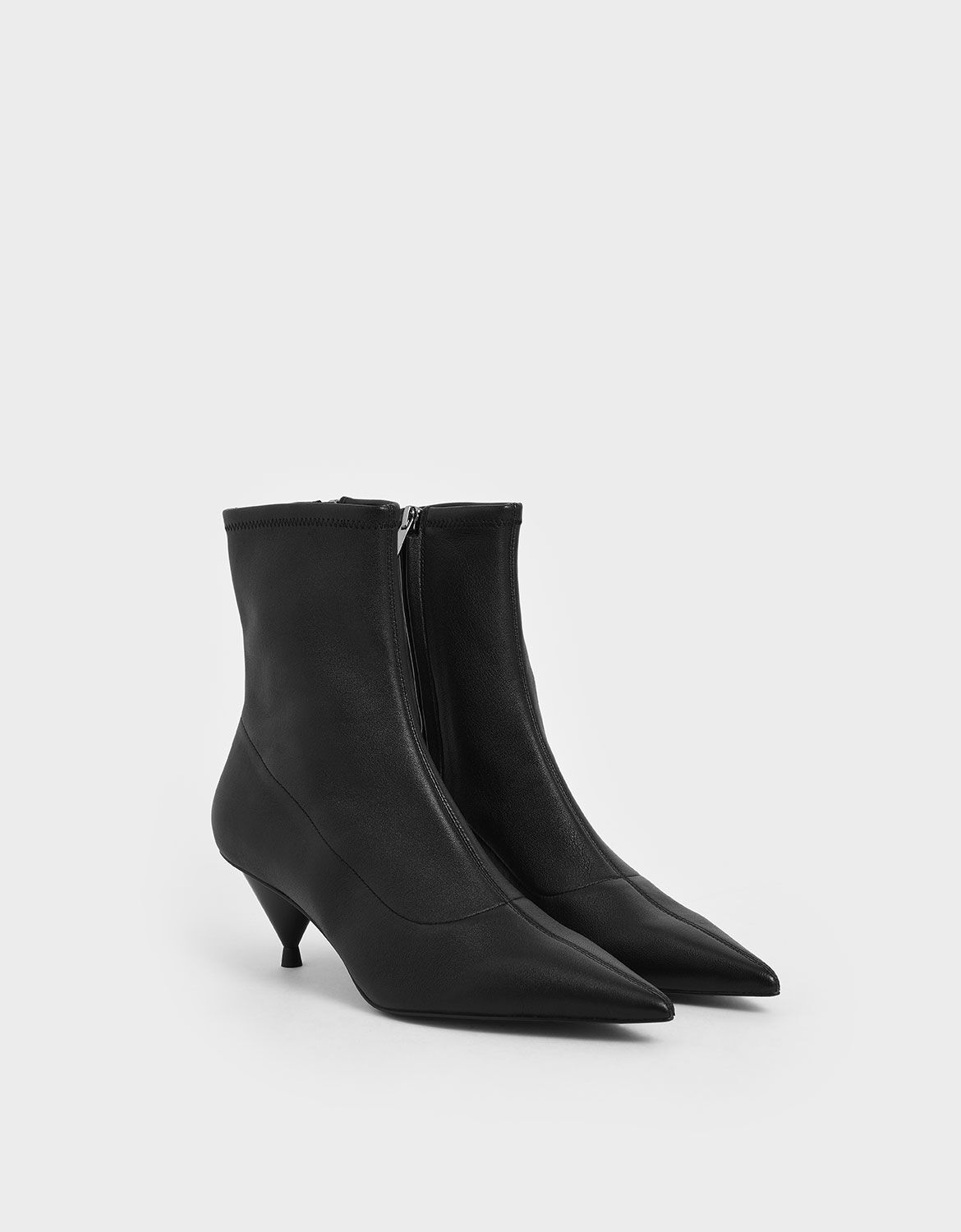 leather cone heel boots