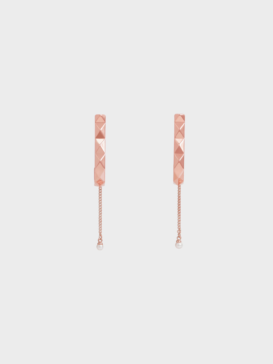 Geometric Pearl Drop Earrings, Rose Gold, hi-res