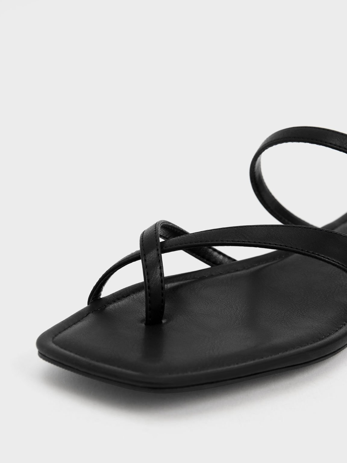 Toe-Loop Slide Sandals, Black, hi-res