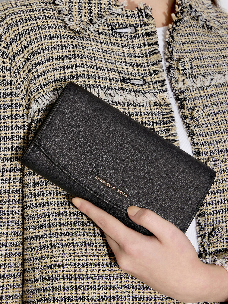 Black Front Flap Long Wallet - CHARLES & KEITH MY