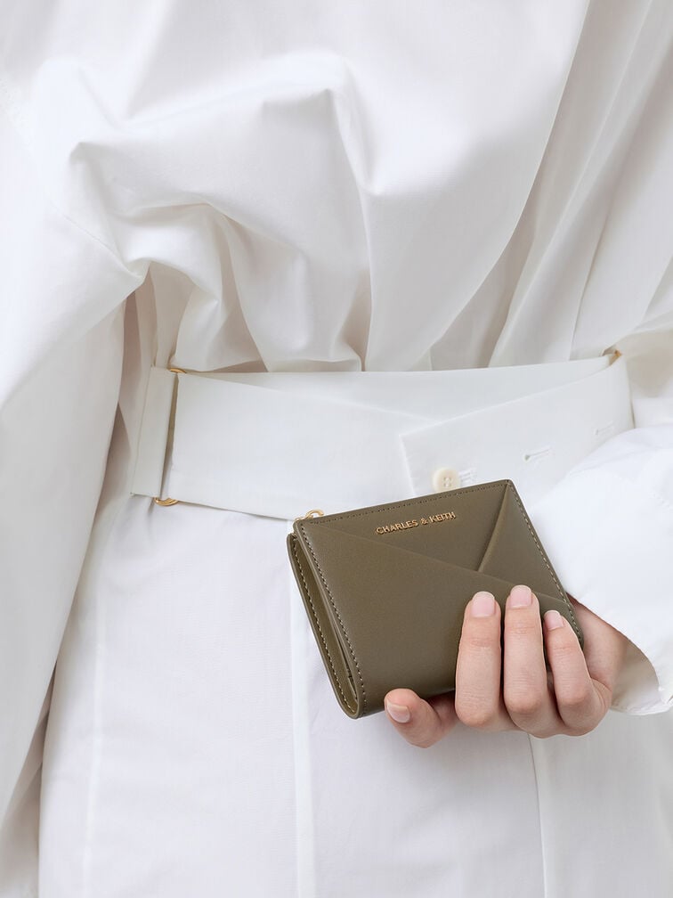 Midori 摺疊短夾, 深橄欖綠, hi-res