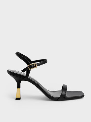 Ankle-Strap Heeled Sandals, Black, hi-res