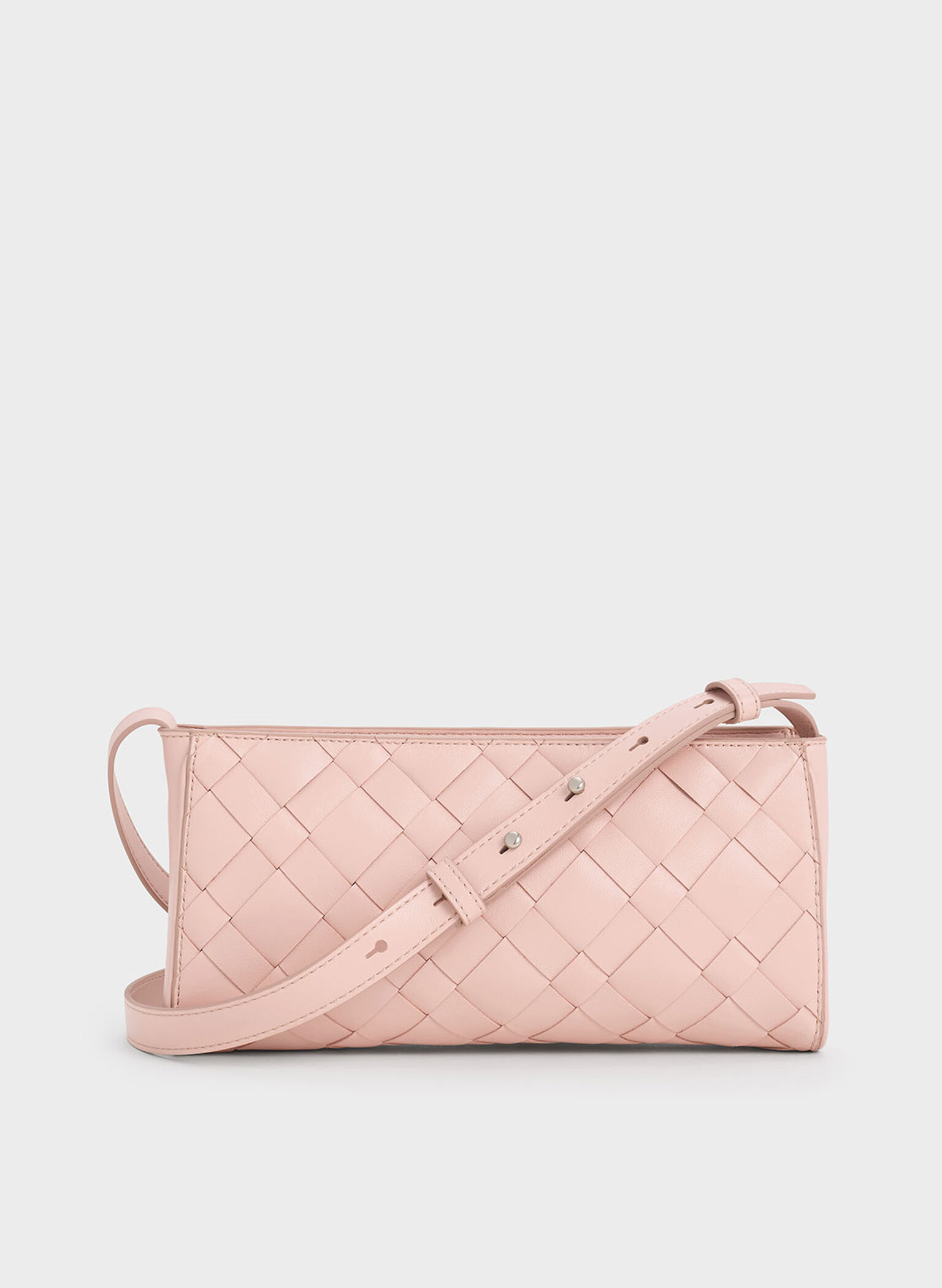Bolso de hombro entrelazado alargado Ivette, Rosa pálido, hi-res