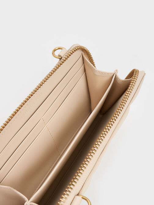 Swing Quilted Long Wallet, Beige, hi-res