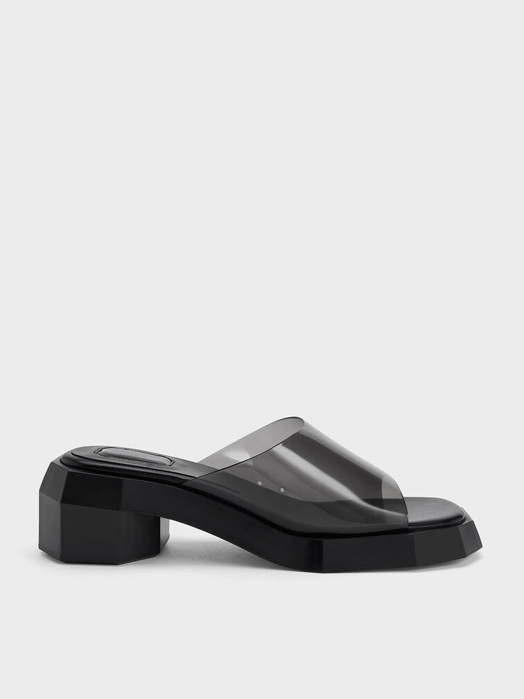 Fia See-Through Geometric Mules, Black, hi-res