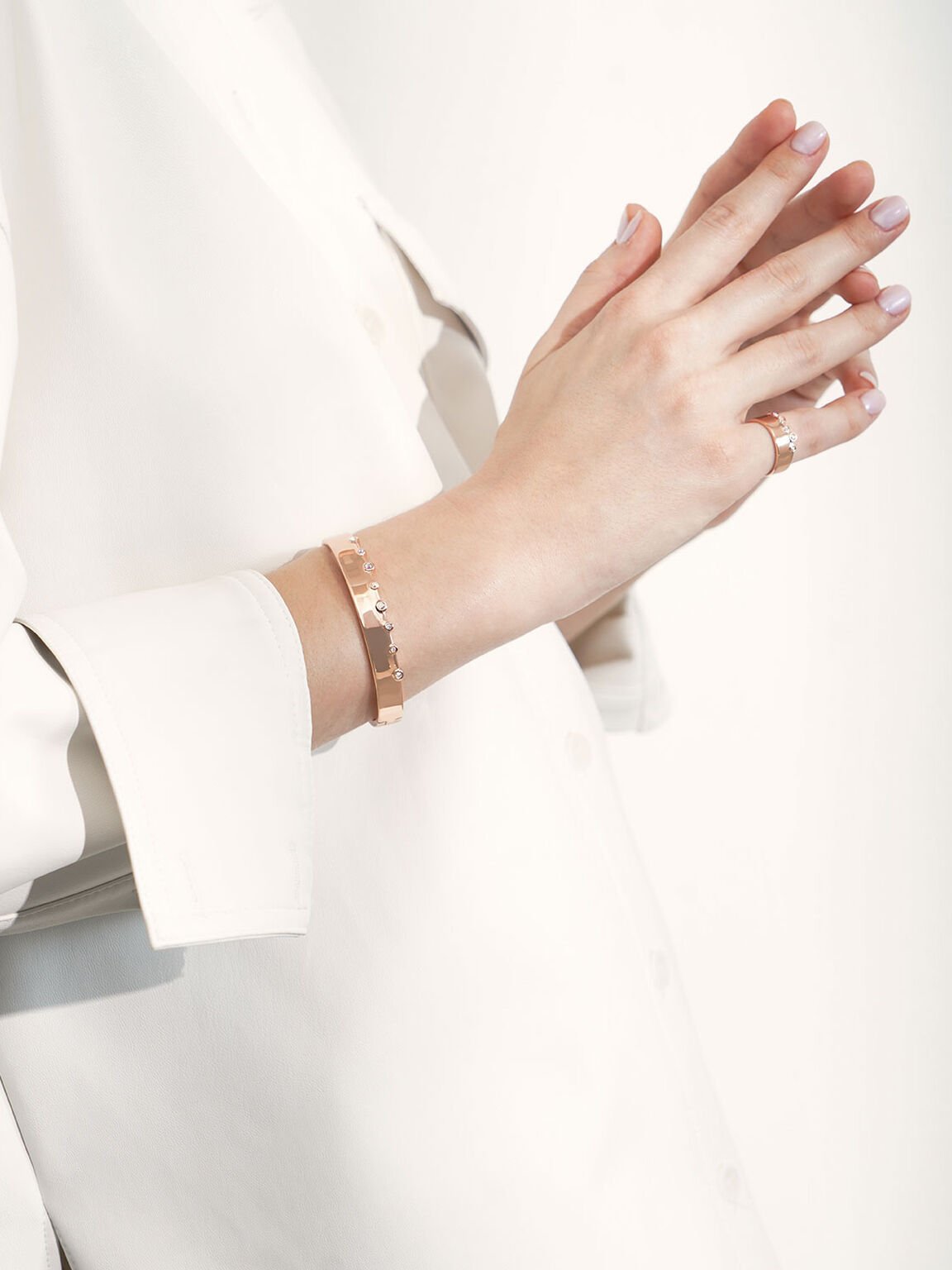 Swarovski® Crystal Studded Ring, Rose Gold, hi-res