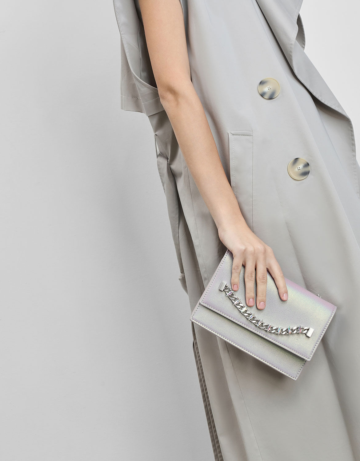 charles & keith chain detail front flap bag