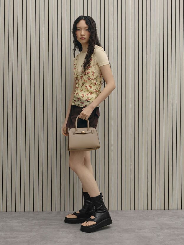 Bolso tote Aubrielle con cintur&oacute;n, Gris pardo, hi-res