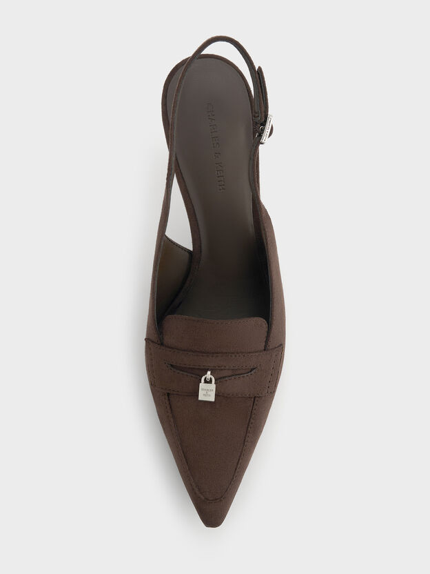 Griselda Faux Suede Slingback Pumps, Dark Brown Textured, hi-res